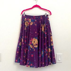 ModCloth Royal Blossom Floral Purple Circle Skirt